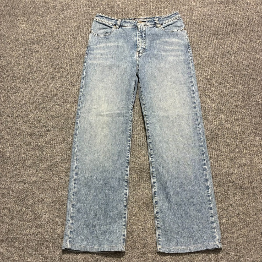 Indigo Palms Womens Straight Jeans Size 6R Light Wash Denim Stretch Mid Rise